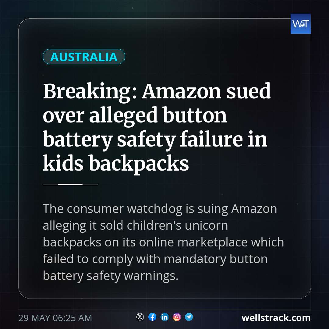 Breaking: Amazon sued over alleged button battery safety failure in kids backpacks — WellsTrack