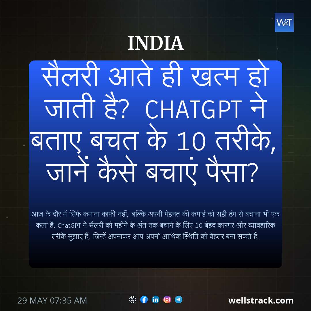 सैलरी आते ही खत्म हो जाती है? ChatGPT ने बताए बचत के 10 तरीके, जानें कैसे बचाएं पैसा? — WellsTrack