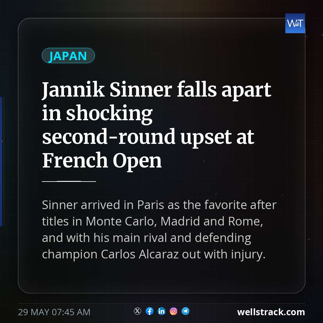 Jannik Sinner falls apart in shocking second-round upset at French Open — WellsTrack