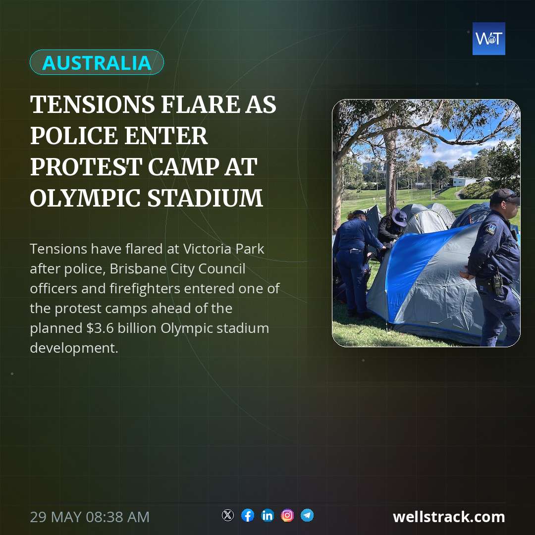Tensions flare as police enter protest camp at Olympic stadium site — WellsTrack