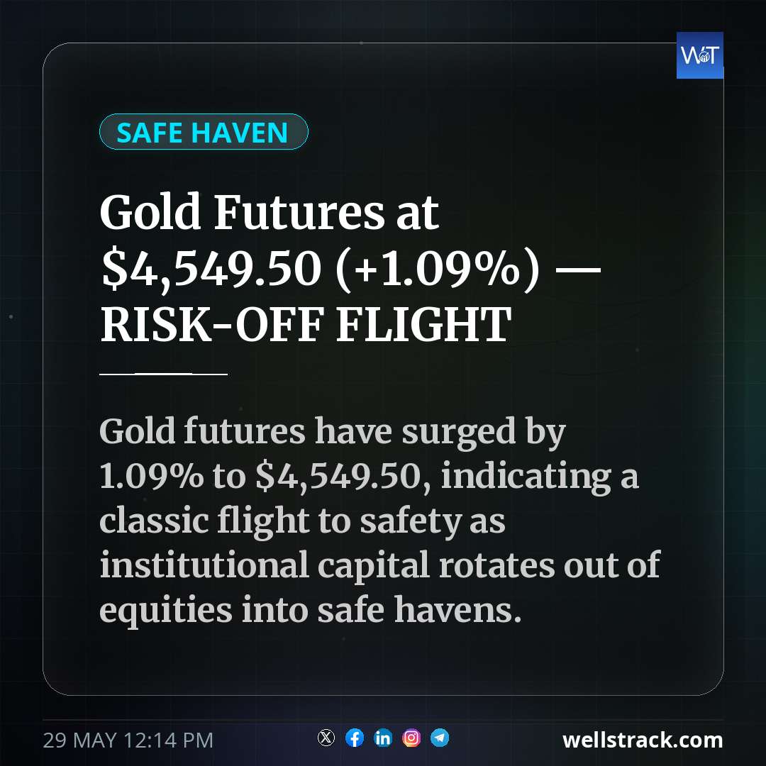 Gold Futures at $4,549.50 (+1.09%) — RISK-OFF FLIGHT — WellsTrack