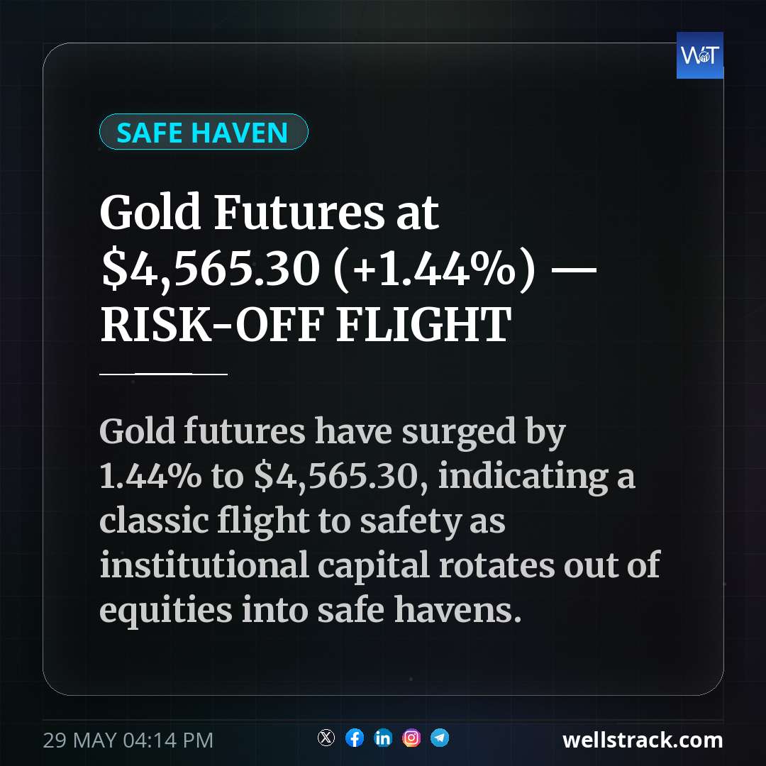 Gold Futures at $4,565.30 (+1.44%) — RISK-OFF FLIGHT — WellsTrack
