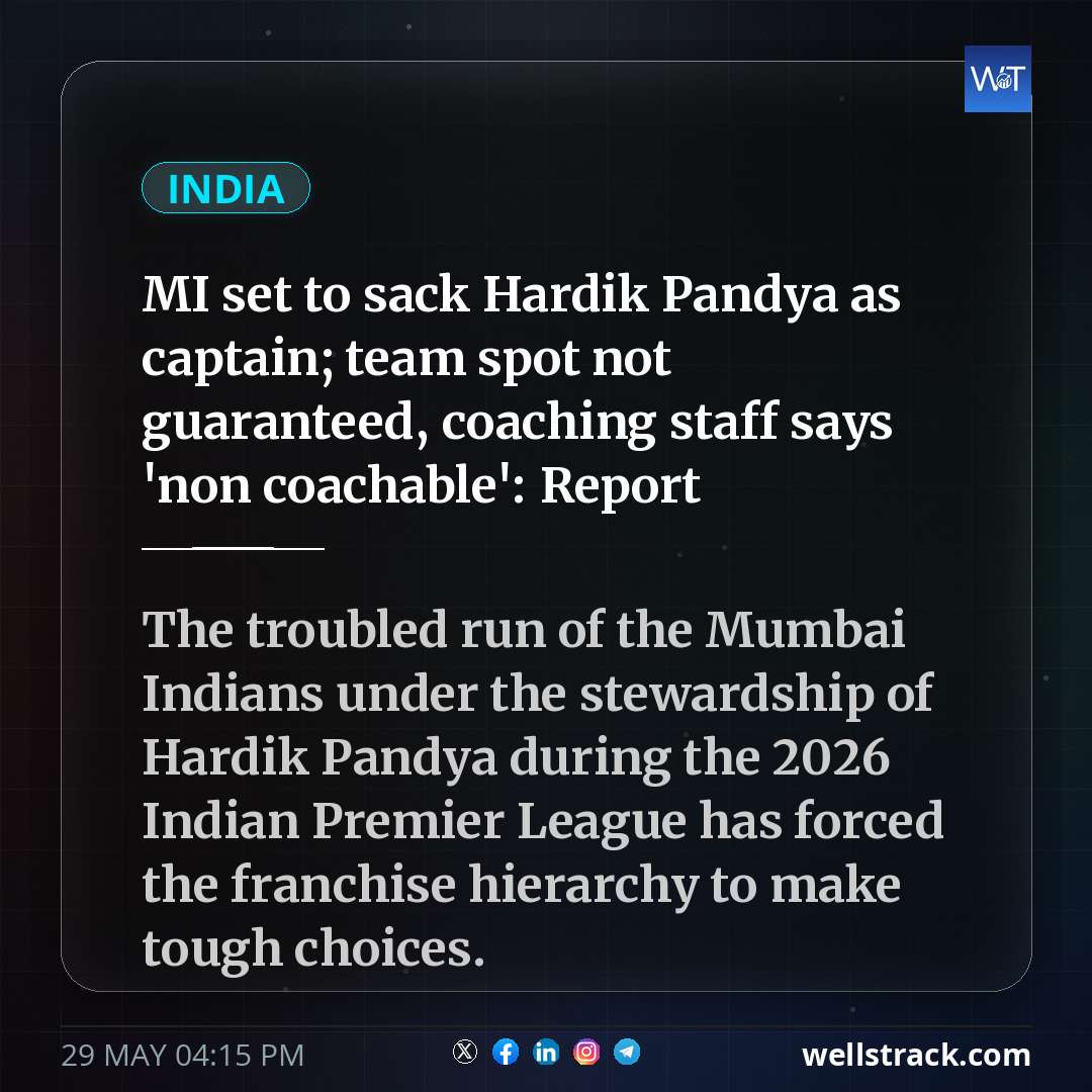 MI set to sack Hardik Pandya as captain; team spot not guaranteed, coaching staff says 'non coachable': Report — WellsTrack