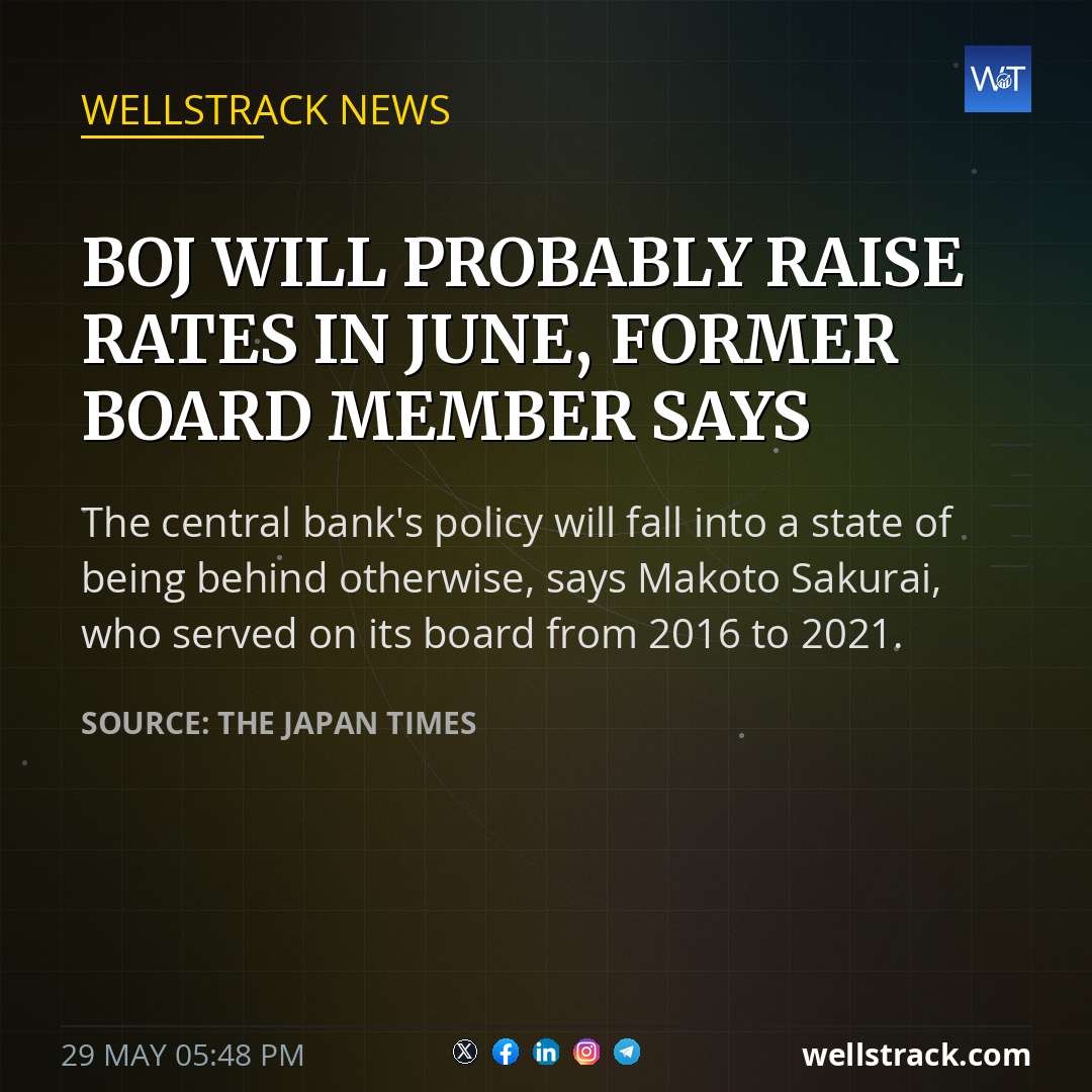 BOJ will probably raise rates in June, former board member says — WellsTrack