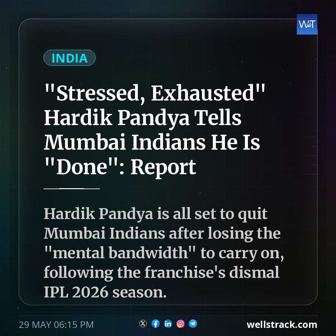 "Stressed, Exhausted" Hardik Pandya Tells Mumbai Indians He Is "Done": Report — WellsTrack
