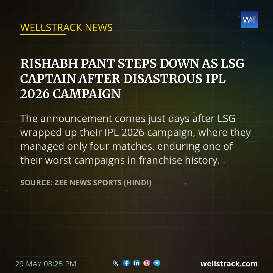 Rishabh Pant steps down as LSG captain after disastrous IPL 2026 campaign — WellsTrack