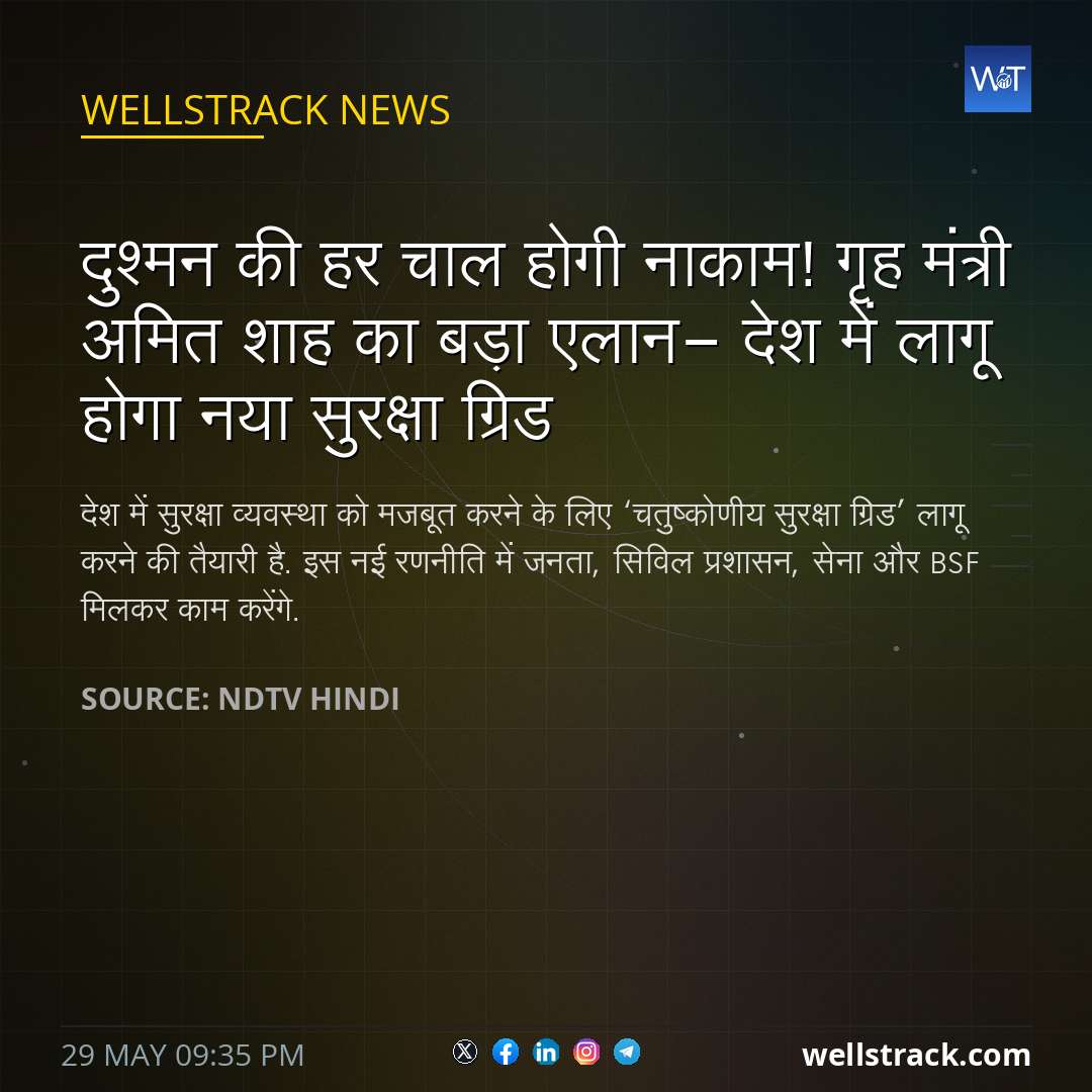 दुश्मन की हर चाल होगी नाकाम! गृह मंत्री अमित शाह का बड़ा एलान- देश में लागू होगा नया सुरक्षा ग्रिड — WellsTrack