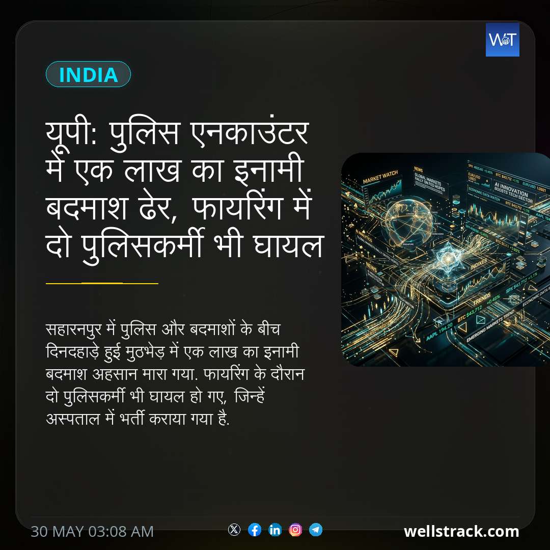 यूपी: पुलिस एनकाउंटर में एक लाख का इनामी बदमाश ढेर, फायरिंग में दो पुलिसकर्मी भी घायल — WellsTrack