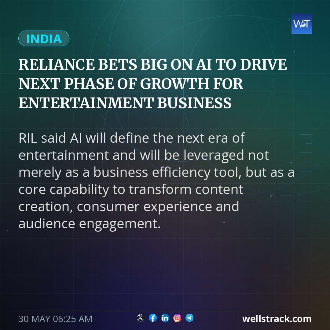 Reliance bets big on AI to drive next phase of growth for entertainment business — WellsTrack