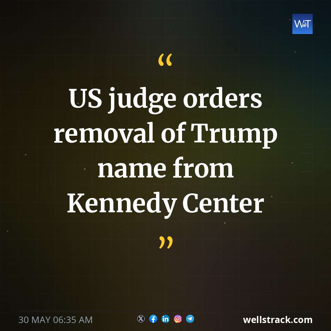 US judge orders removal of Trump name from Kennedy Center — WellsTrack