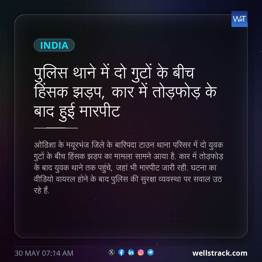 पुलिस थाने में दो गुटों के बीच हिंसक झड़प, कार में तोड़फोड़ के बाद हुई मारपीट — WellsTrack