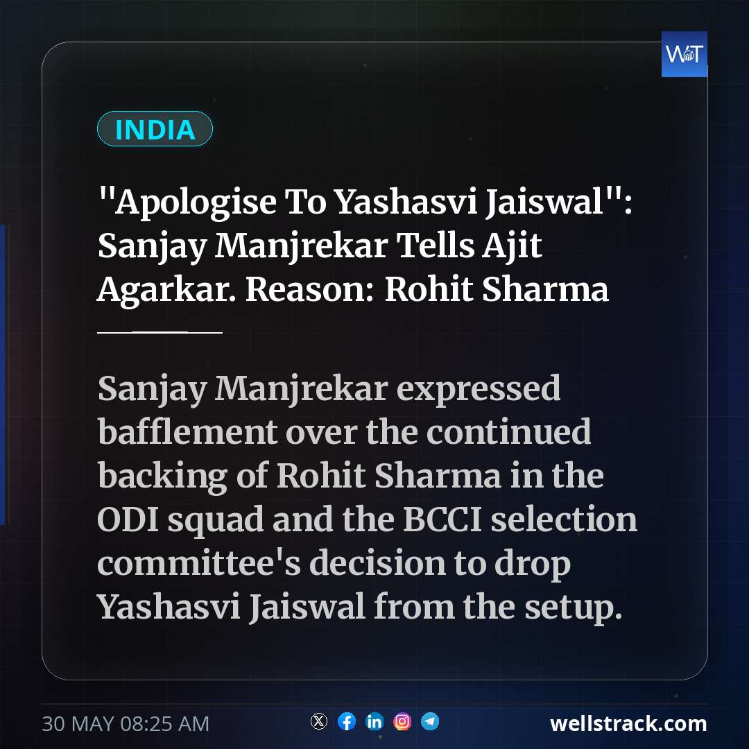"Apologise To Yashasvi Jaiswal": Sanjay Manjrekar Tells Ajit Agarkar. Reason: Rohit Sharma — WellsTrack