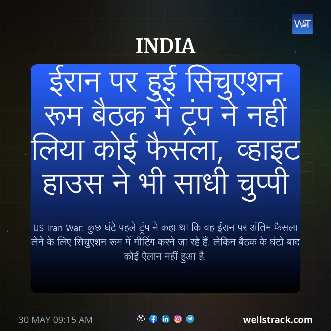 ईरान पर हुई सिचुएशन रूम बैठक में ट्रंप ने नहीं लिया कोई फैसला, व्हाइट हाउस ने भी साधी चुप्पी — WellsTrack