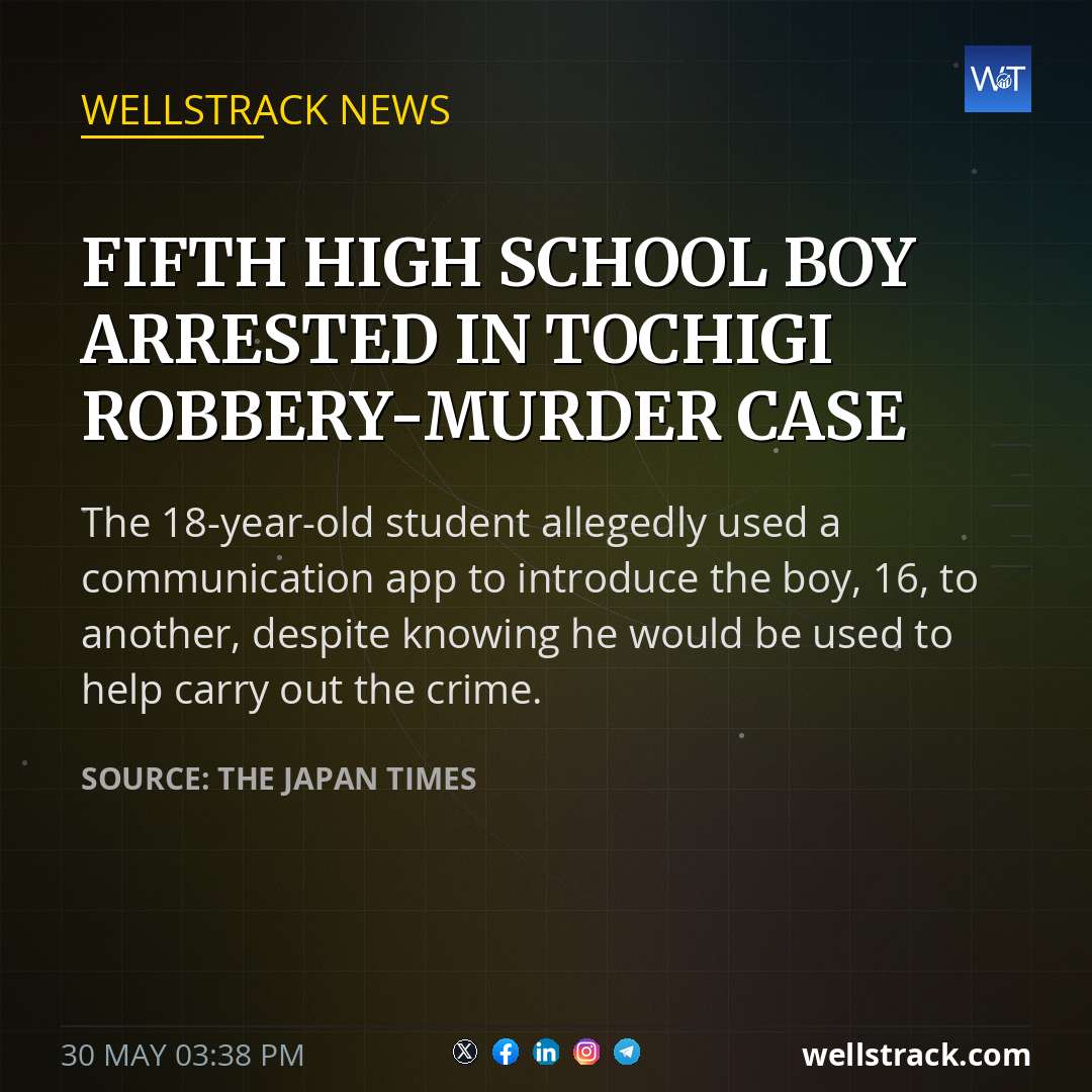 Fifth high school boy arrested in Tochigi robbery-murder case — WellsTrack