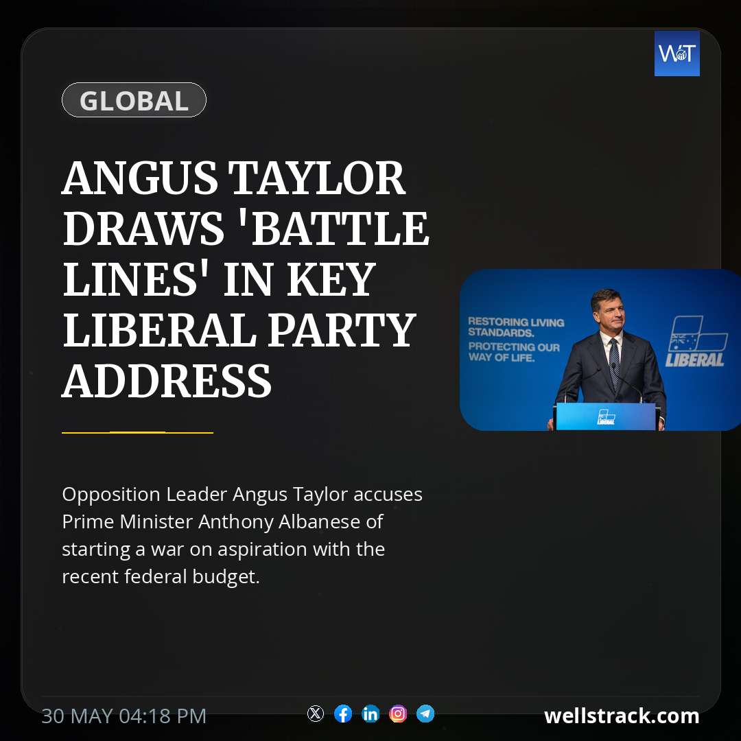 Angus Taylor draws 'battle lines' in key Liberal Party address — WellsTrack