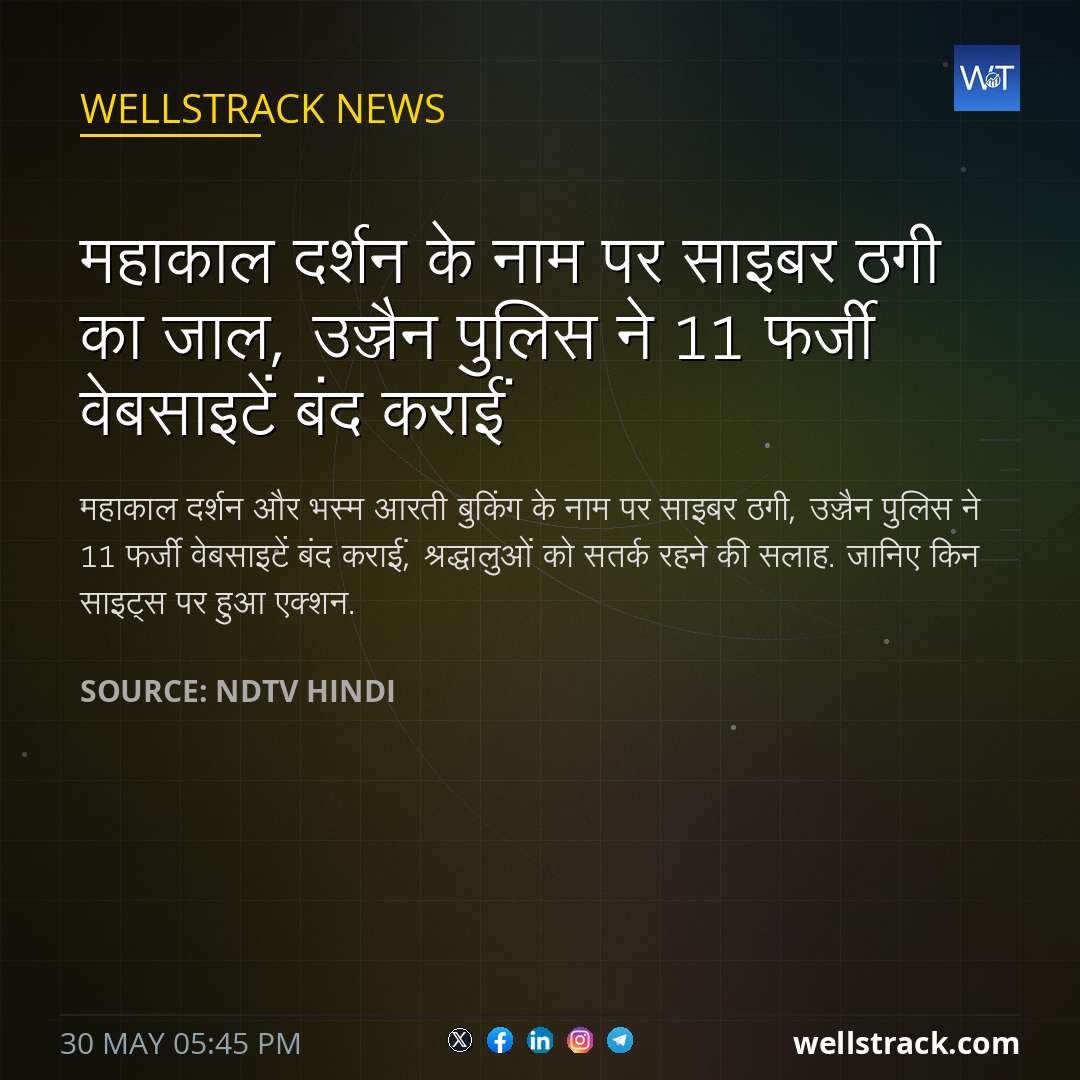 महाकाल दर्शन के नाम पर साइबर ठगी का जाल, उज्जैन पुलिस ने 11 फर्जी वेबसाइटें बंद कराईं — WellsTrack