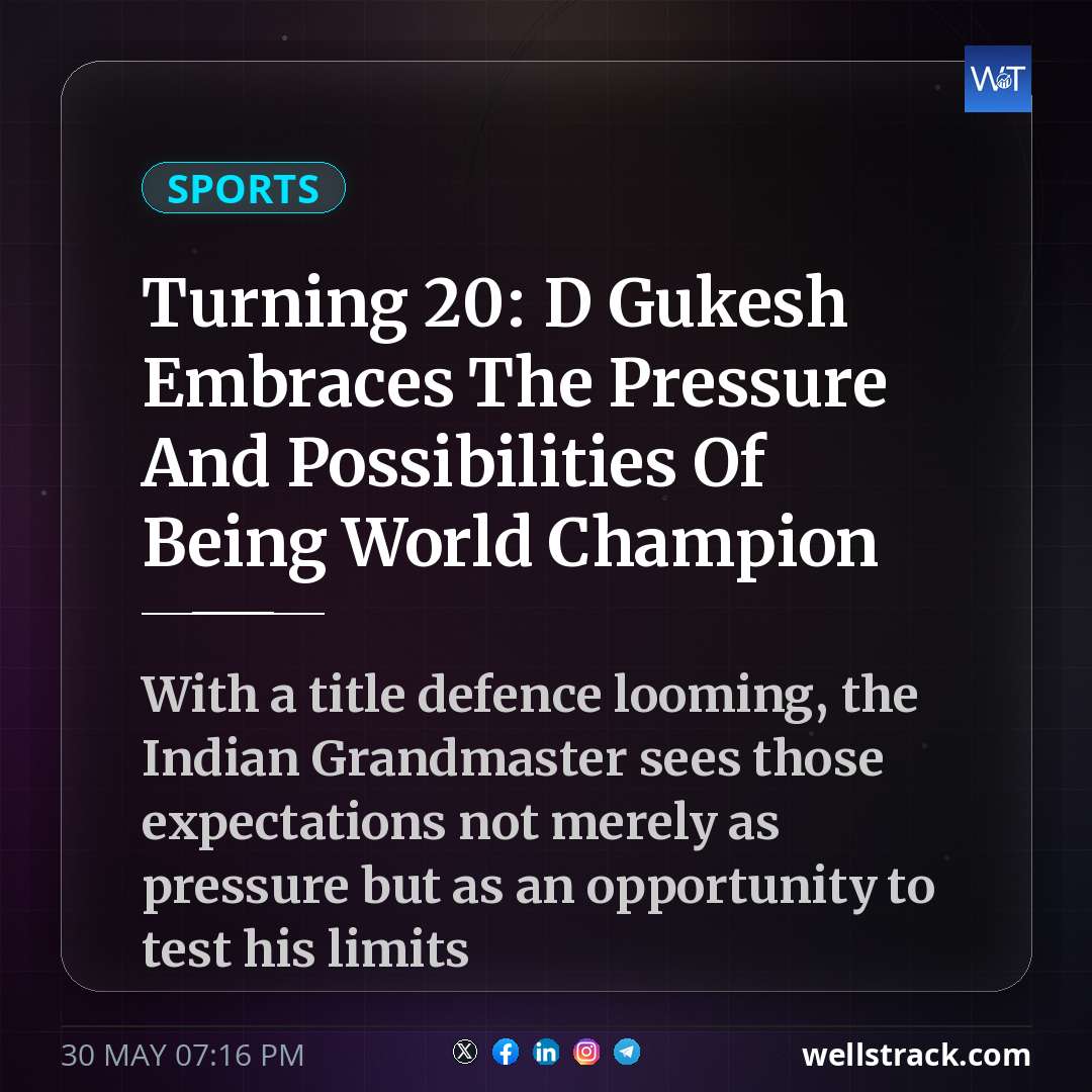 Turning 20: D Gukesh Embraces The Pressure And Possibilities Of Being World Champion — WellsTrack