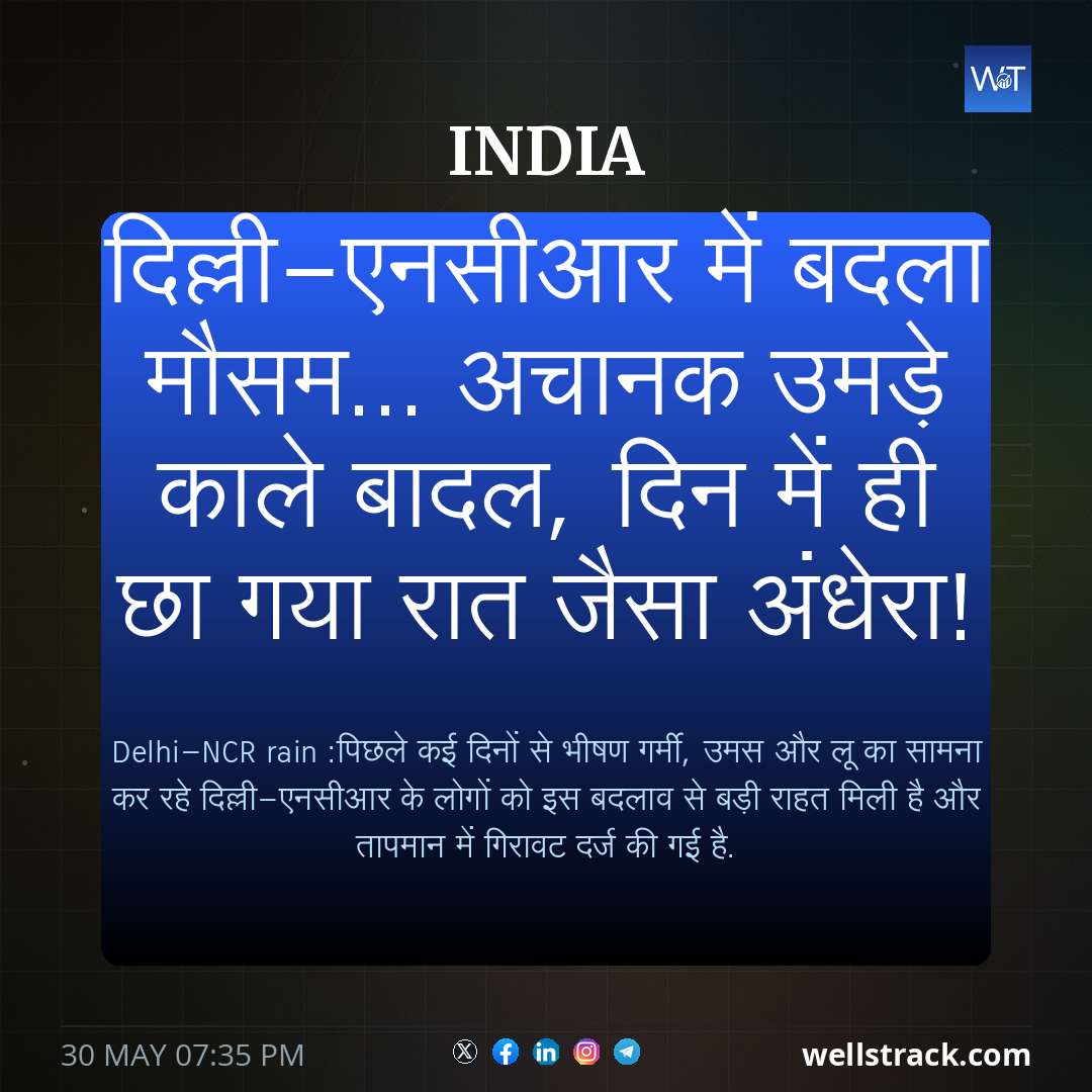 दिल्ली-एनसीआर में बदला मौसम... अचानक उमड़े काले बादल, दिन में ही छा गया रात जैसा अंधेरा! — WellsTrack