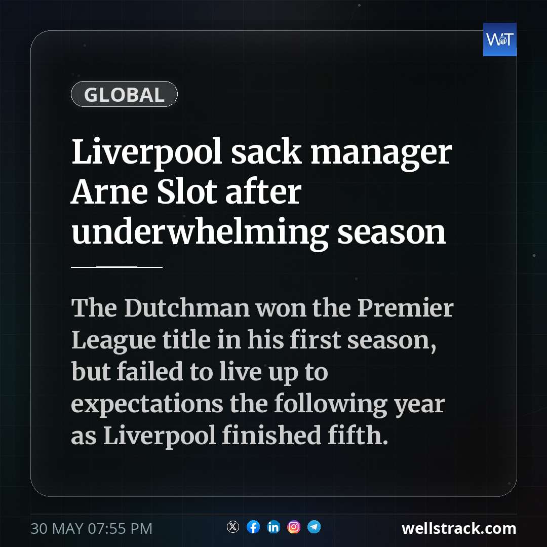 Liverpool sack manager Arne Slot after underwhelming season — WellsTrack
