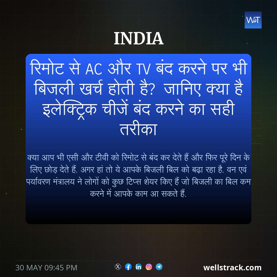 रिमोट से AC और TV बंद करने पर भी बिजली खर्च होती है? जानिए क्या है इलेक्ट्रिक चीजें बंद करने का सही तरीका — WellsTrack