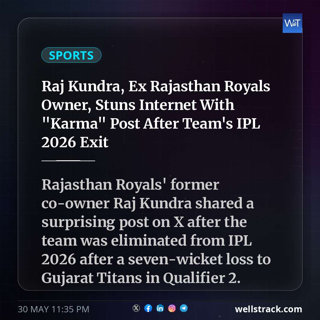 Raj Kundra, Ex Rajasthan Royals Owner, Stuns Internet With "Karma" Post After Team's IPL 2026 Exit — WellsTrack
