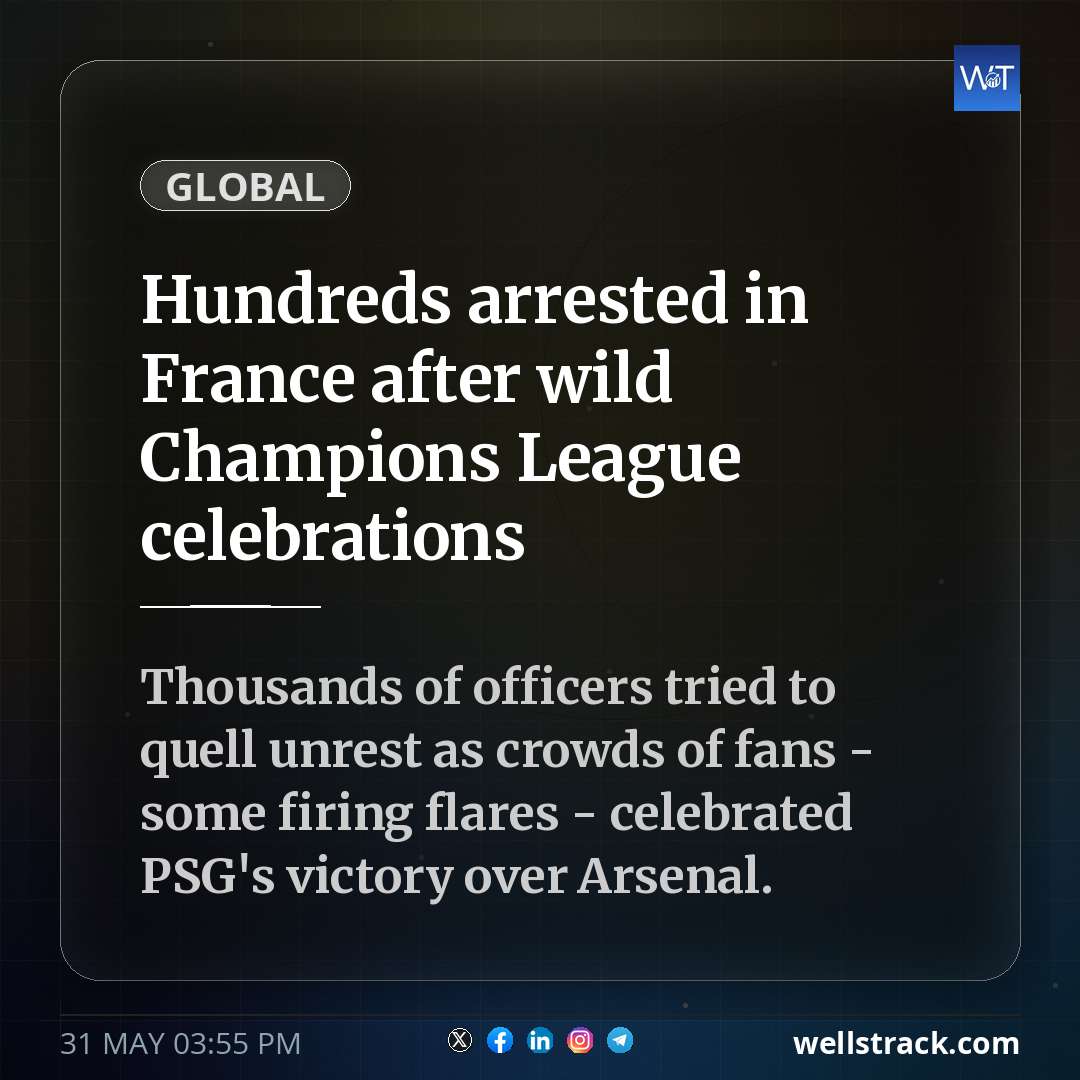 Hundreds arrested in France after wild Champions League celebrations — WellsTrack