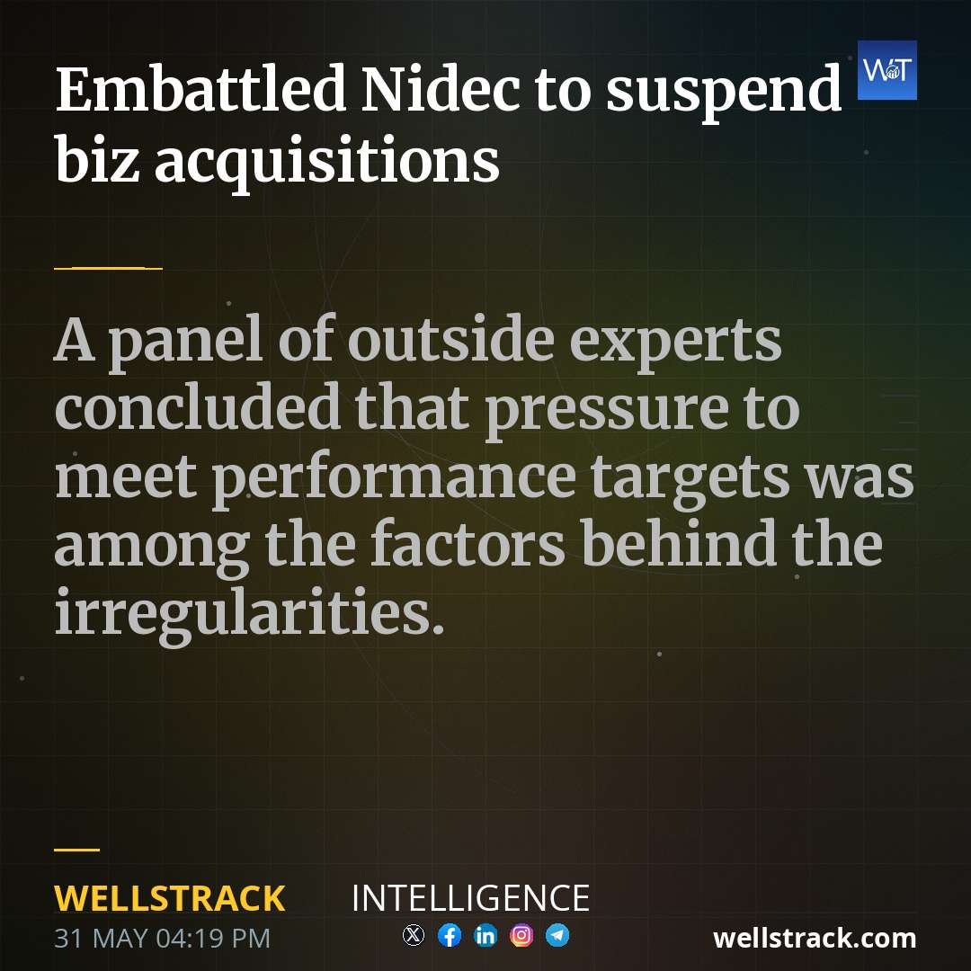 Embattled Nidec to suspend biz acquisitions — WellsTrack