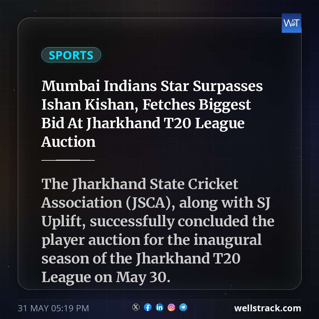 Mumbai Indians Star Surpasses Ishan Kishan, Fetches Biggest Bid At Jharkhand T20 League Auction — WellsTrack