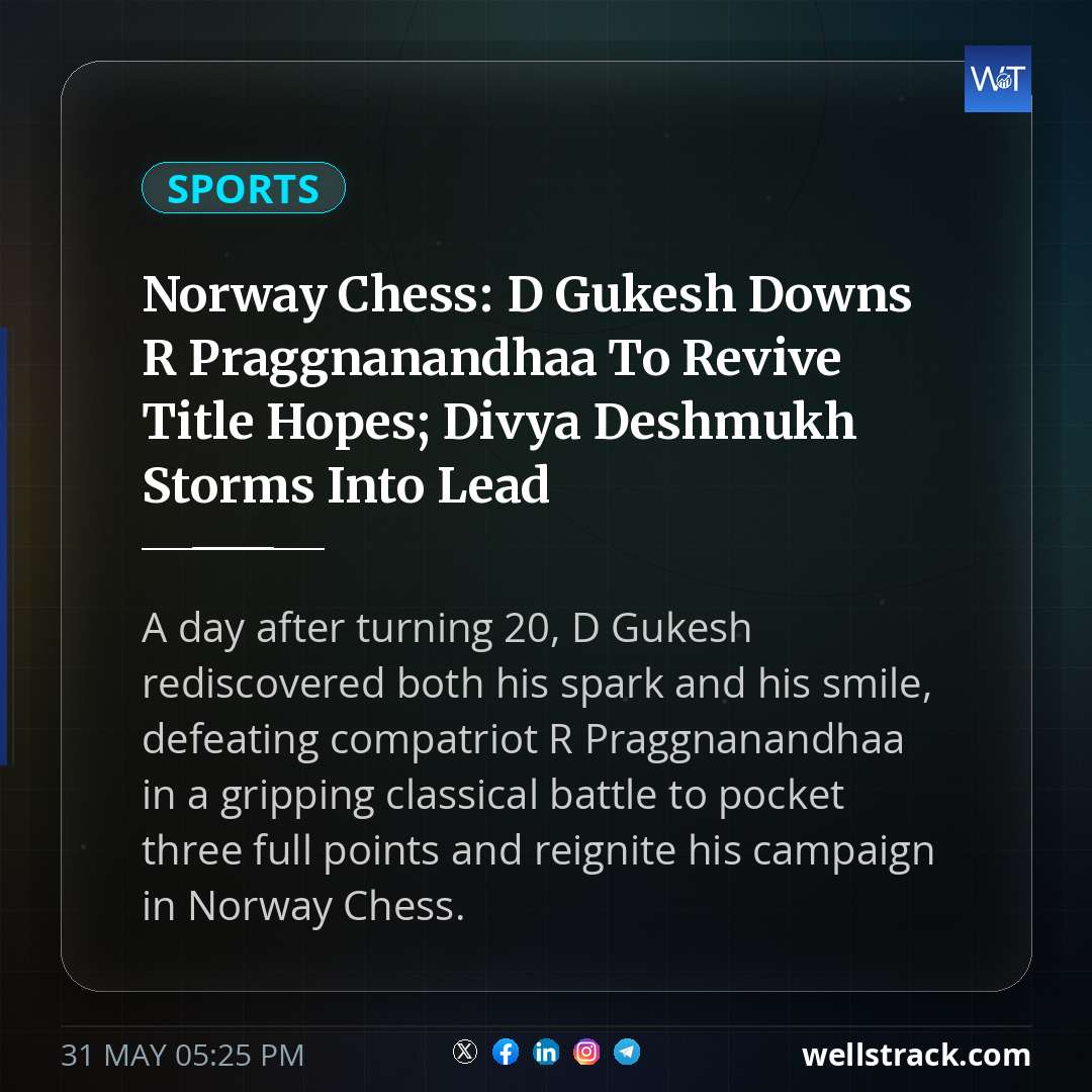 Norway Chess: D Gukesh Downs R Praggnanandhaa To Revive Title Hopes; Divya Deshmukh Storms Into Lead — WellsTrack