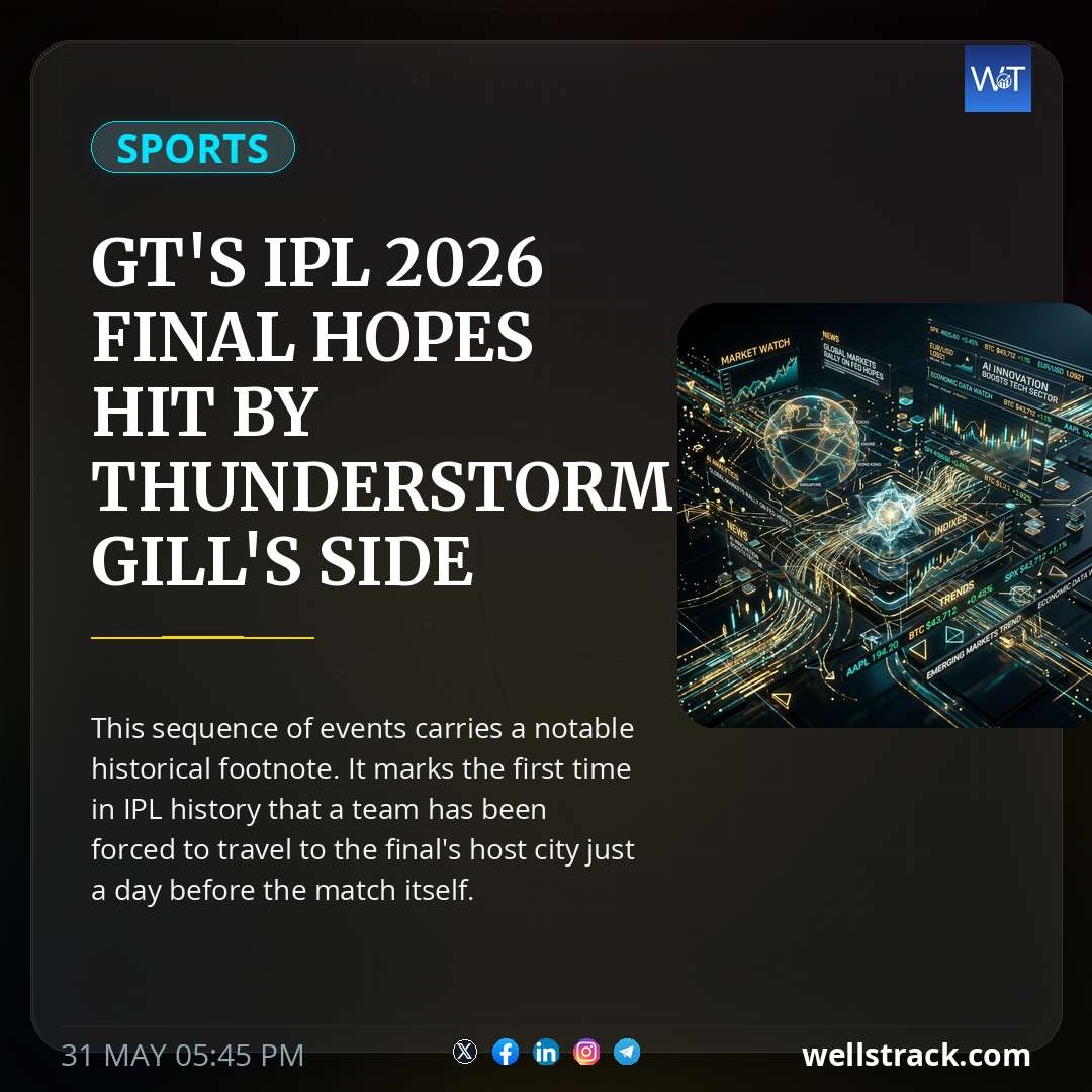 GT's IPL 2026 final hopes hit by thunderstorm, Gill's side forced to travel a day before big clash - A historic first in IPL — WellsTrack