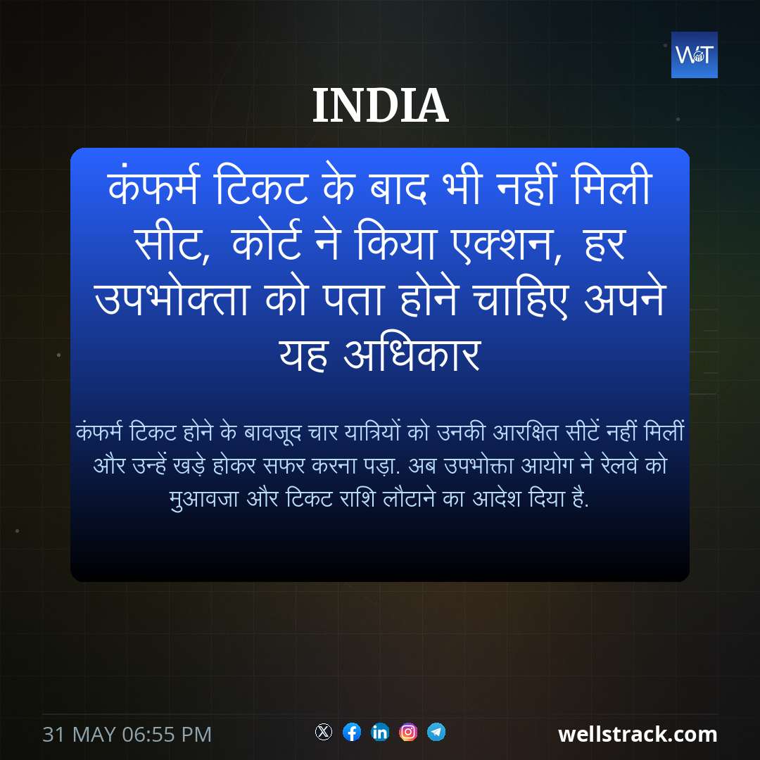 कंफर्म टिकट के बाद भी नहीं मिली सीट, कोर्ट ने क‍िया एक्‍शन, हर उपभोक्‍ता को पता होने चाह‍िए अपने यह अध‍िकार — WellsTrack