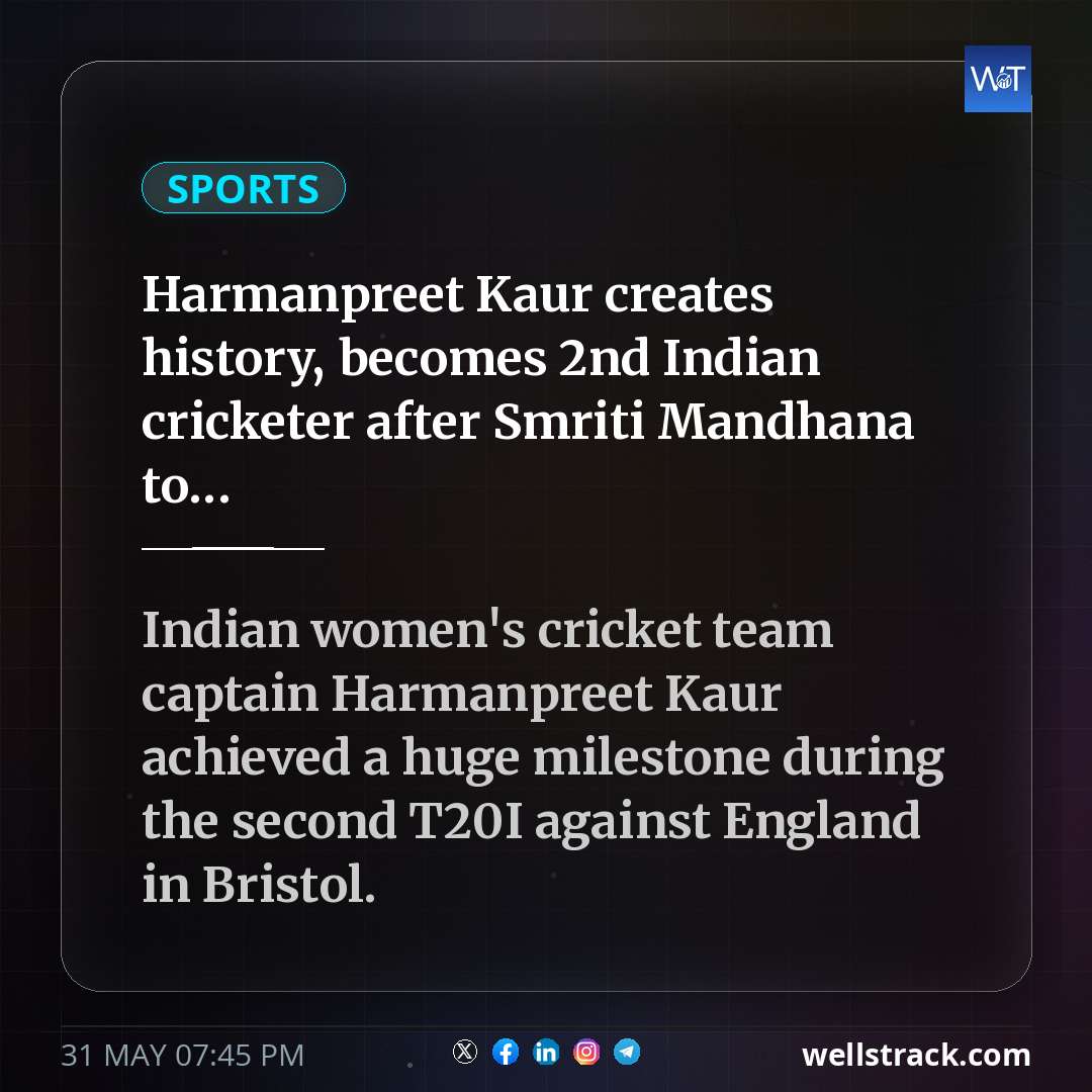 Harmanpreet Kaur creates history, becomes 2nd Indian cricketer after Smriti Mandhana to... — WellsTrack