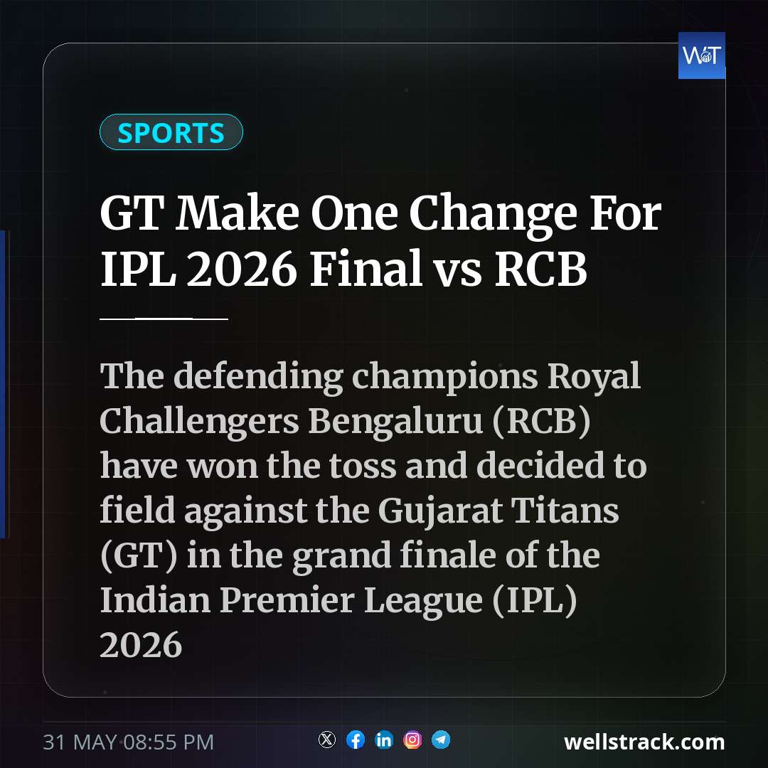 GT Make One Change For IPL 2026 Final vs RCB — WellsTrack
