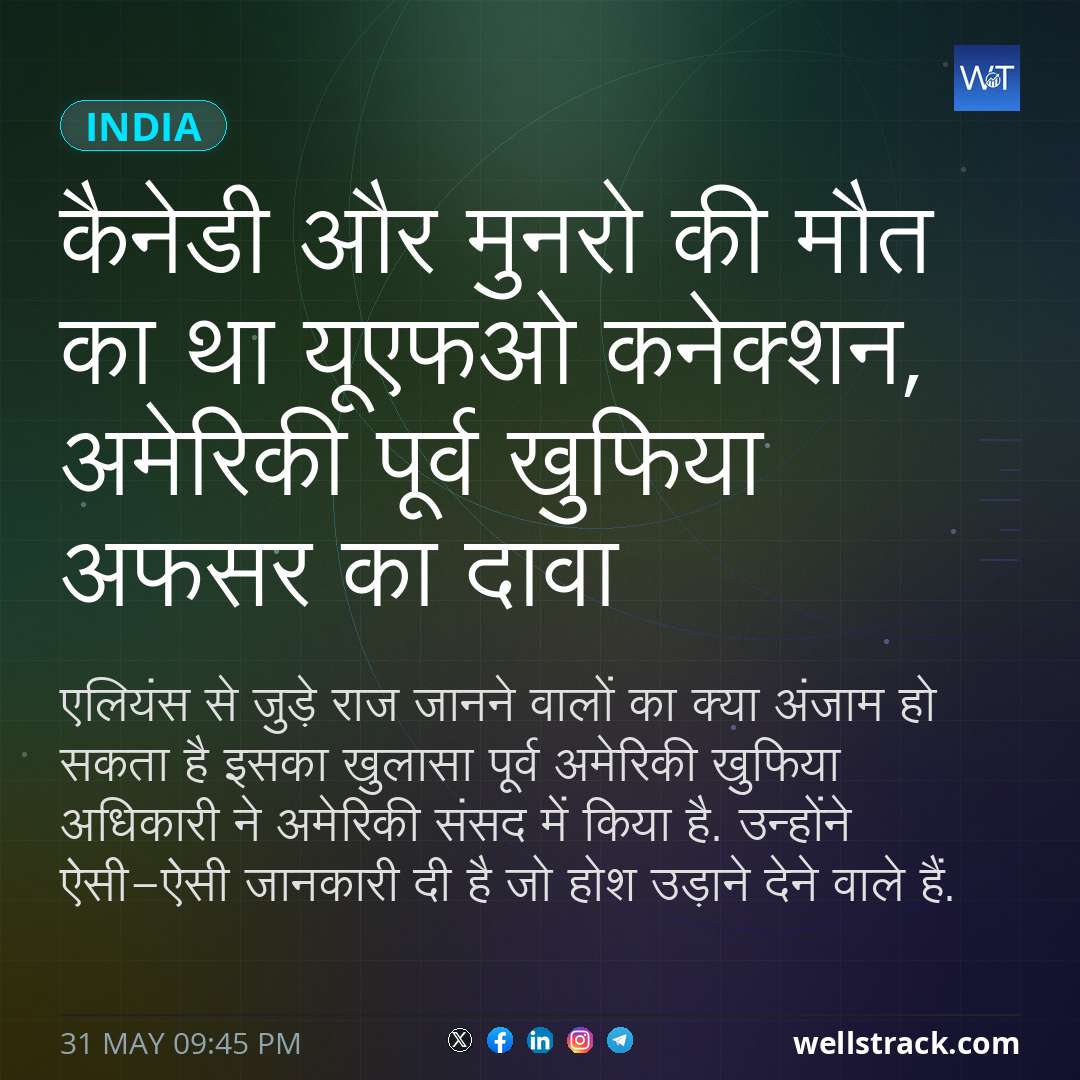 कैनेडी और मुनरो की मौत का था यूएफओ कनेक्शन, अमेरिकी पूर्व खुफिया अफसर का दावा — WellsTrack