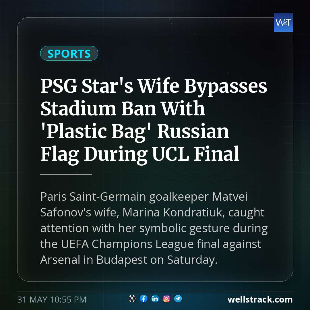 PSG Star's Wife Bypasses Stadium Ban With 'Plastic Bag' Russian Flag During UCL Final — WellsTrack