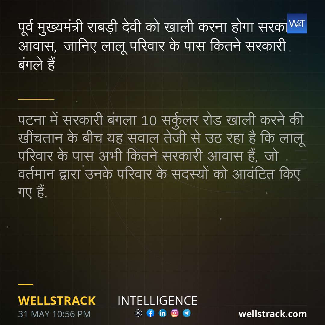 पूर्व मुख्यमंत्री राबड़ी देवी को खाली करना होगा सरकारी आवास, जानिए लालू परिवार के पास कितने सरकारी बंगले हैं — WellsTrack