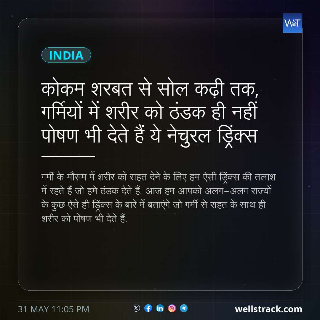 कोकम शरबत से सोल कढ़ी तक, गर्मियों में शरीर को ठंडक ही नहीं पोषण भी देते हैं ये नेचुरल ड्रिंक्स — WellsTrack
