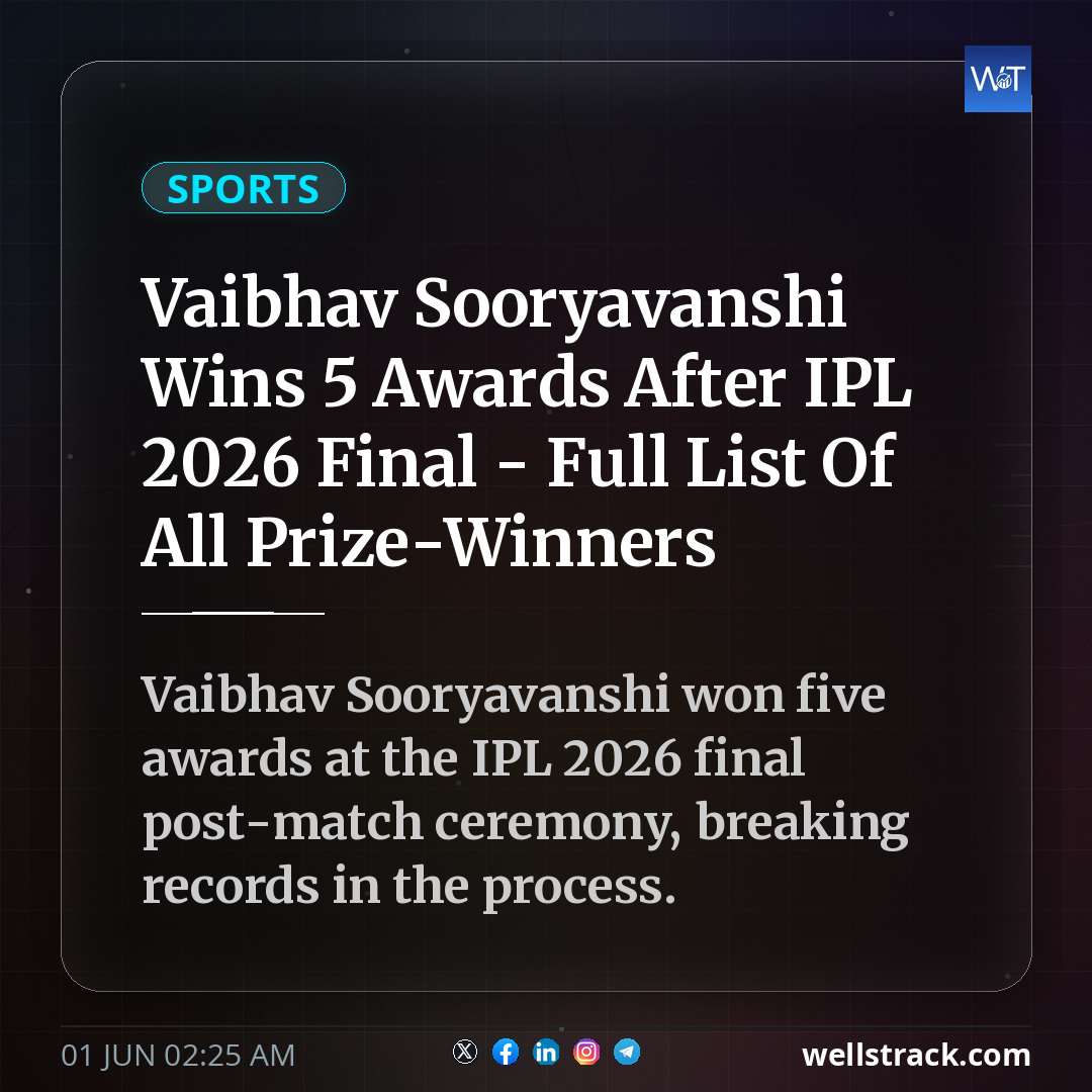 Vaibhav Sooryavanshi Wins 5 Awards After IPL 2026 Final - Full List Of All Prize-Winners — WellsTrack
