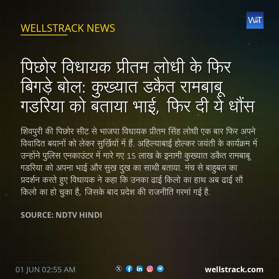 पिछोर विधायक प्रीतम लोधी के फिर बिगड़े बोल: कुख्यात डकैत रामबाबू गडरिया को बताया भाई, फिर दी ये धौंस — WellsTrack