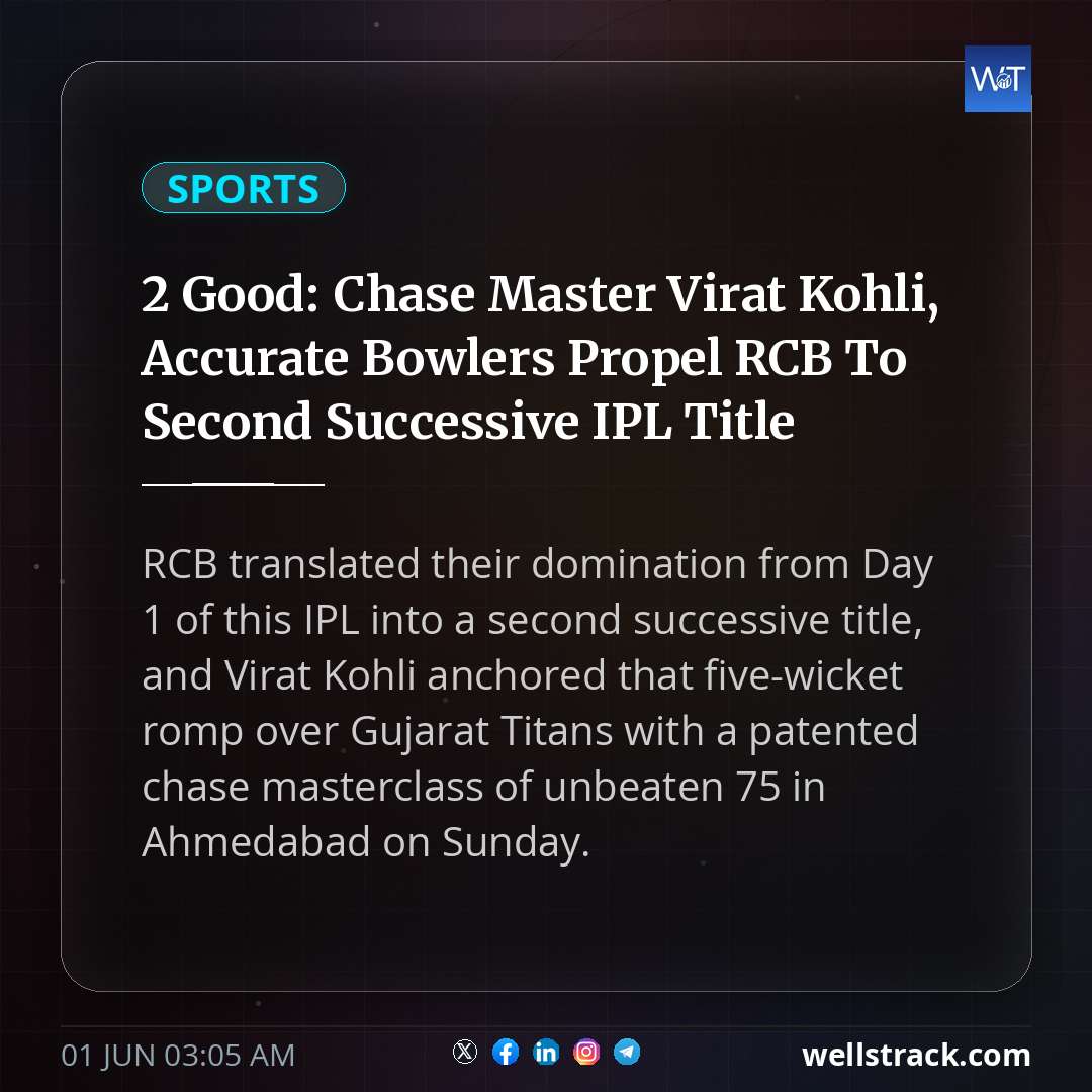2 Good: Chase Master Virat Kohli, Accurate Bowlers Propel RCB To Second Successive IPL Title — WellsTrack
