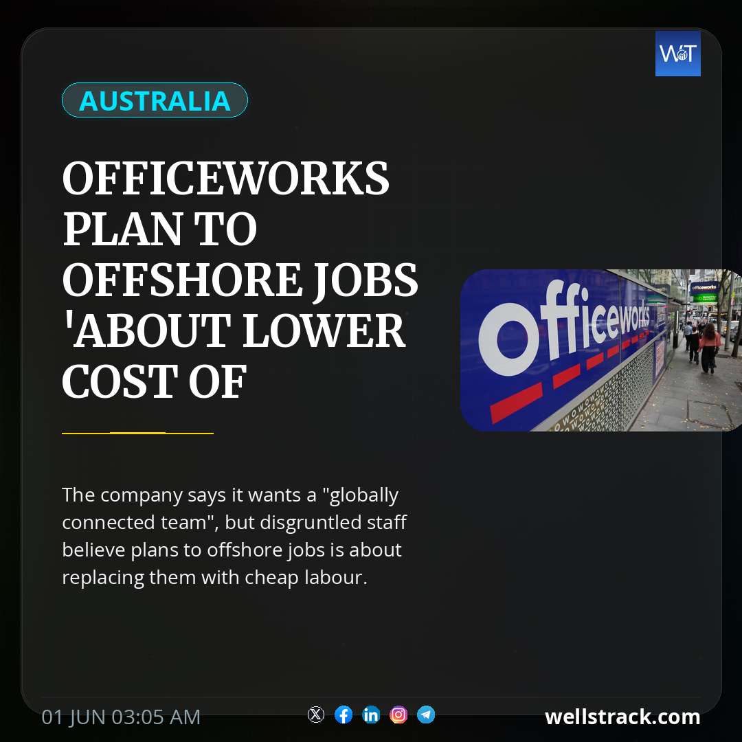 Officeworks plan to offshore jobs 'about lower cost of labour', staff say — WellsTrack