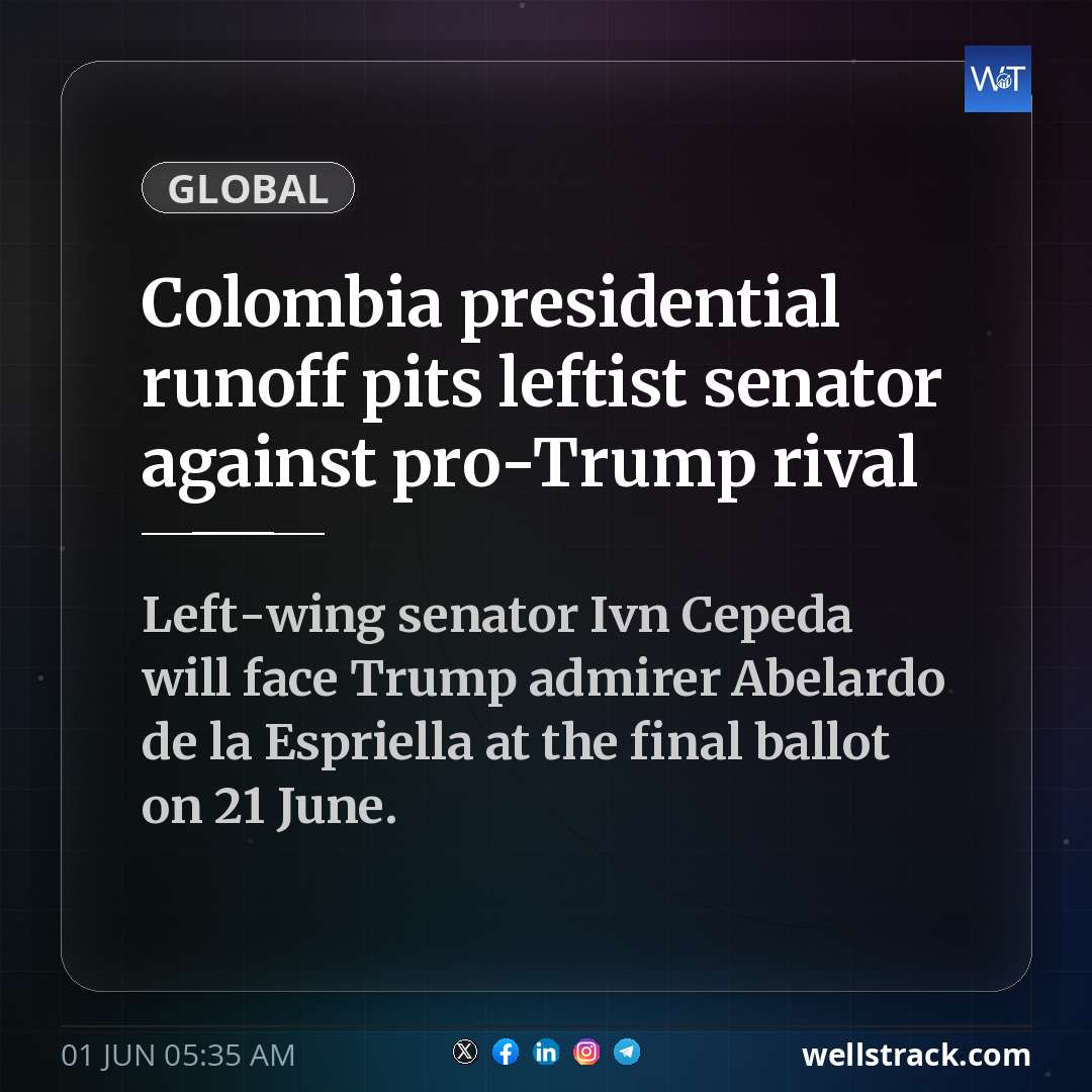 Colombia presidential runoff pits leftist senator against pro-Trump rival — WellsTrack