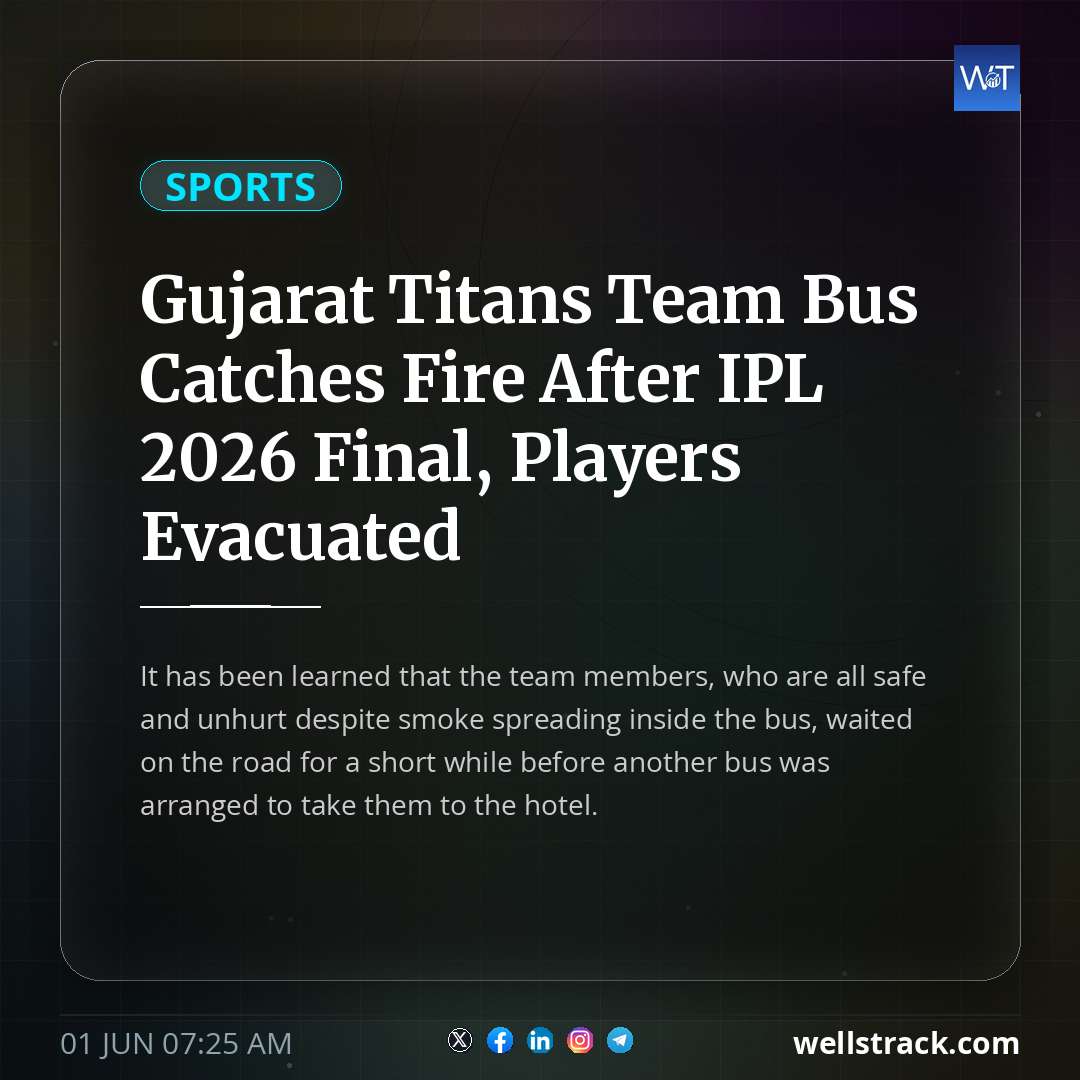 Gujarat Titans Team Bus Catches Fire After IPL 2026 Final, Players Evacuated — WellsTrack