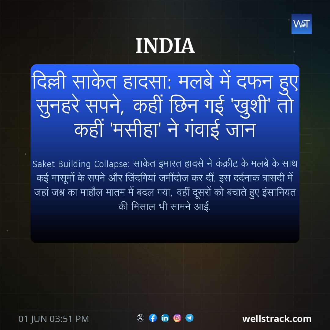 दिल्ली साकेत हादसा: मलबे में दफन हुए सुनहरे सपने, कहीं छिन गई 'खुशी' तो कहीं 'मसीहा' ने गंवाई जान — WellsTrack