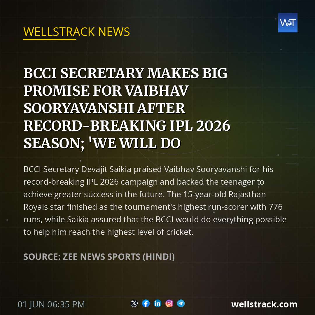 BCCI Secretary makes big promise for Vaibhav Sooryavanshi after record-breaking IPL 2026 season; 'We will do everything...' — WellsTrack