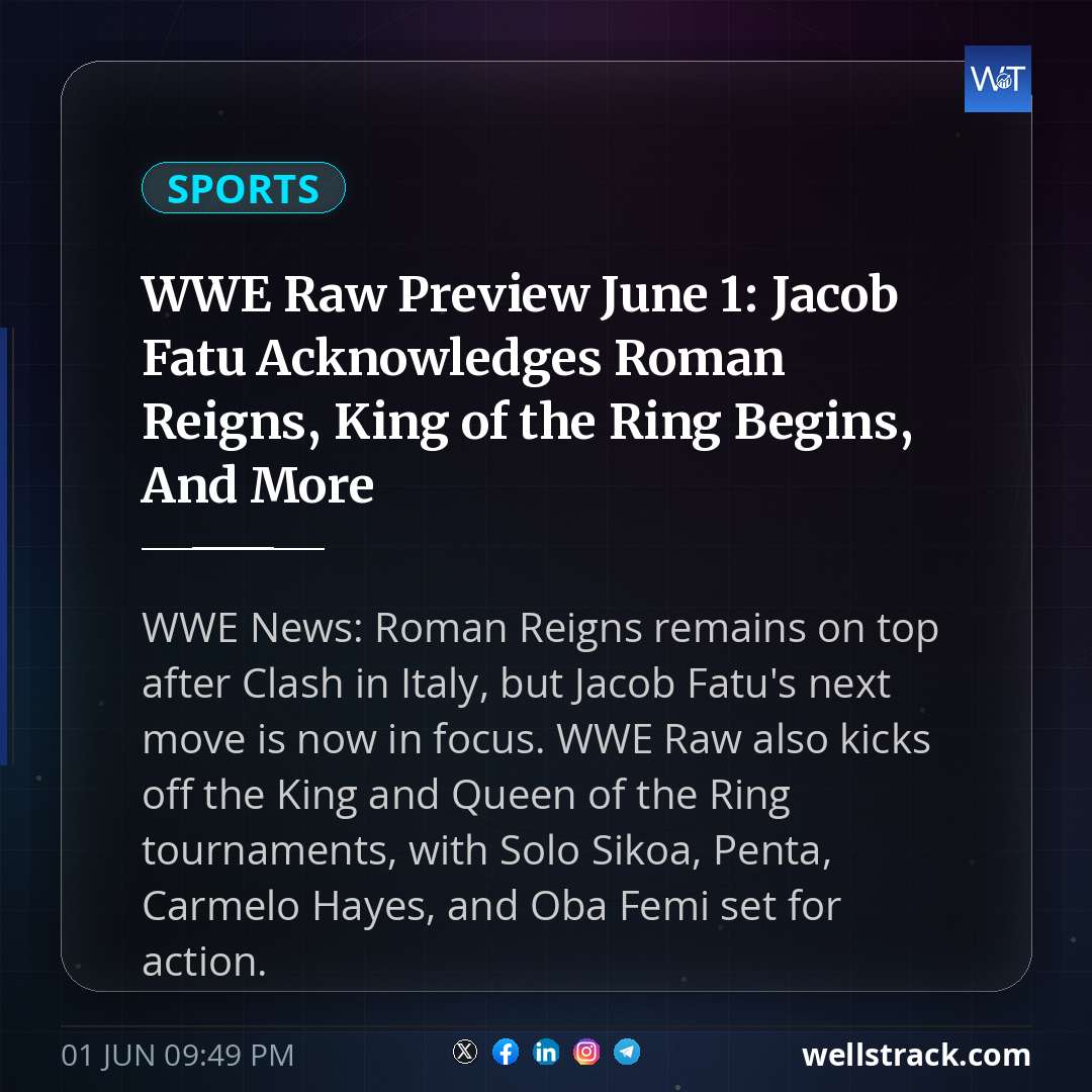 WWE Raw Preview June 1: Jacob Fatu Acknowledges Roman Reigns, King of the Ring Begins, And More — WellsTrack
