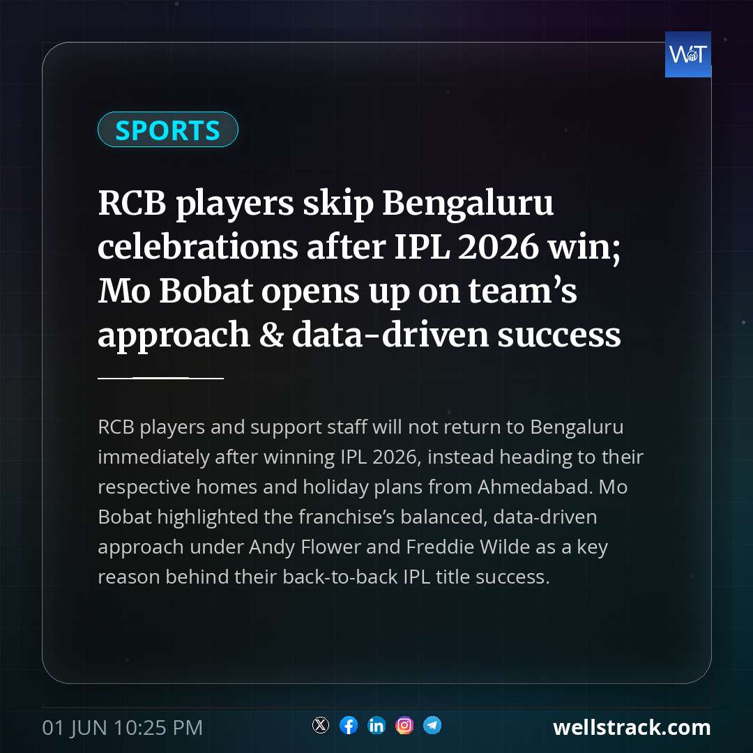 RCB players skip Bengaluru celebrations after IPL 2026 win; Mo Bobat opens up on team’s approach & data-driven success — WellsTrack