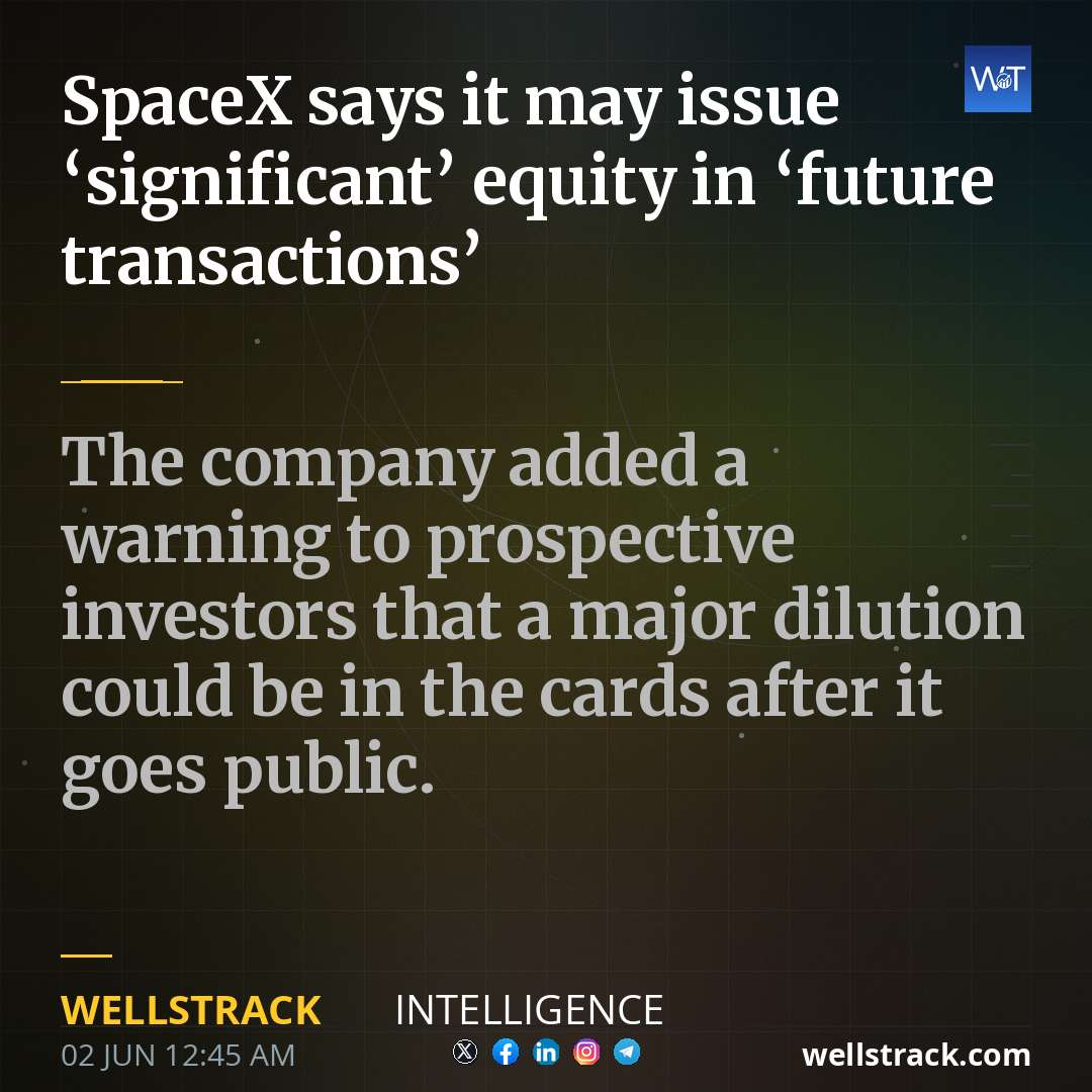 SpaceX says it may issue ‘significant’ equity in ‘future transactions’ — WellsTrack
