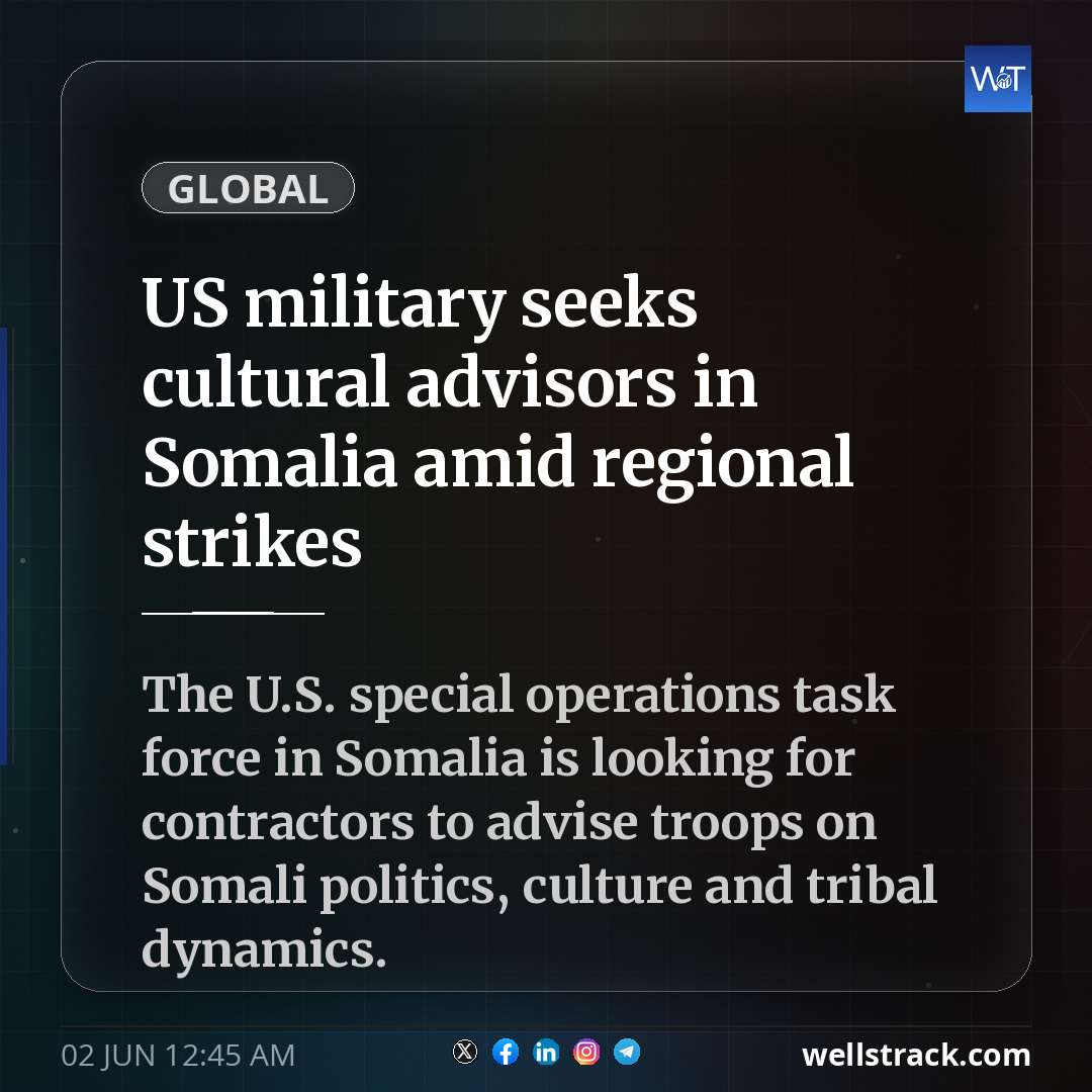 US military seeks cultural advisors in Somalia amid regional strikes — WellsTrack
