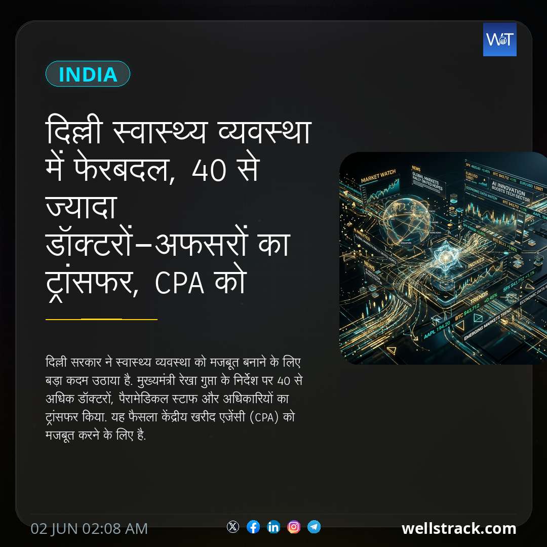 दिल्ली स्वास्थ्य व्यवस्था में फेरबदल, 40 से ज्यादा डॉक्टरों-अफसरों का ट्रांसफर,  CPA को मजबूत बनाने की कवायद — WellsTrack